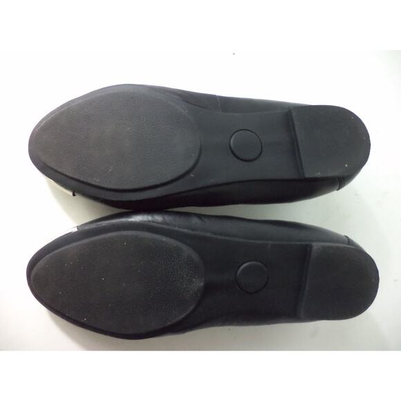 KATE PRESTON US 7.5M BLACK SOFT SMOOTH LEATHER BALLET FLATS SHOE SILVER TOE CAPS - Picture 7 of 7